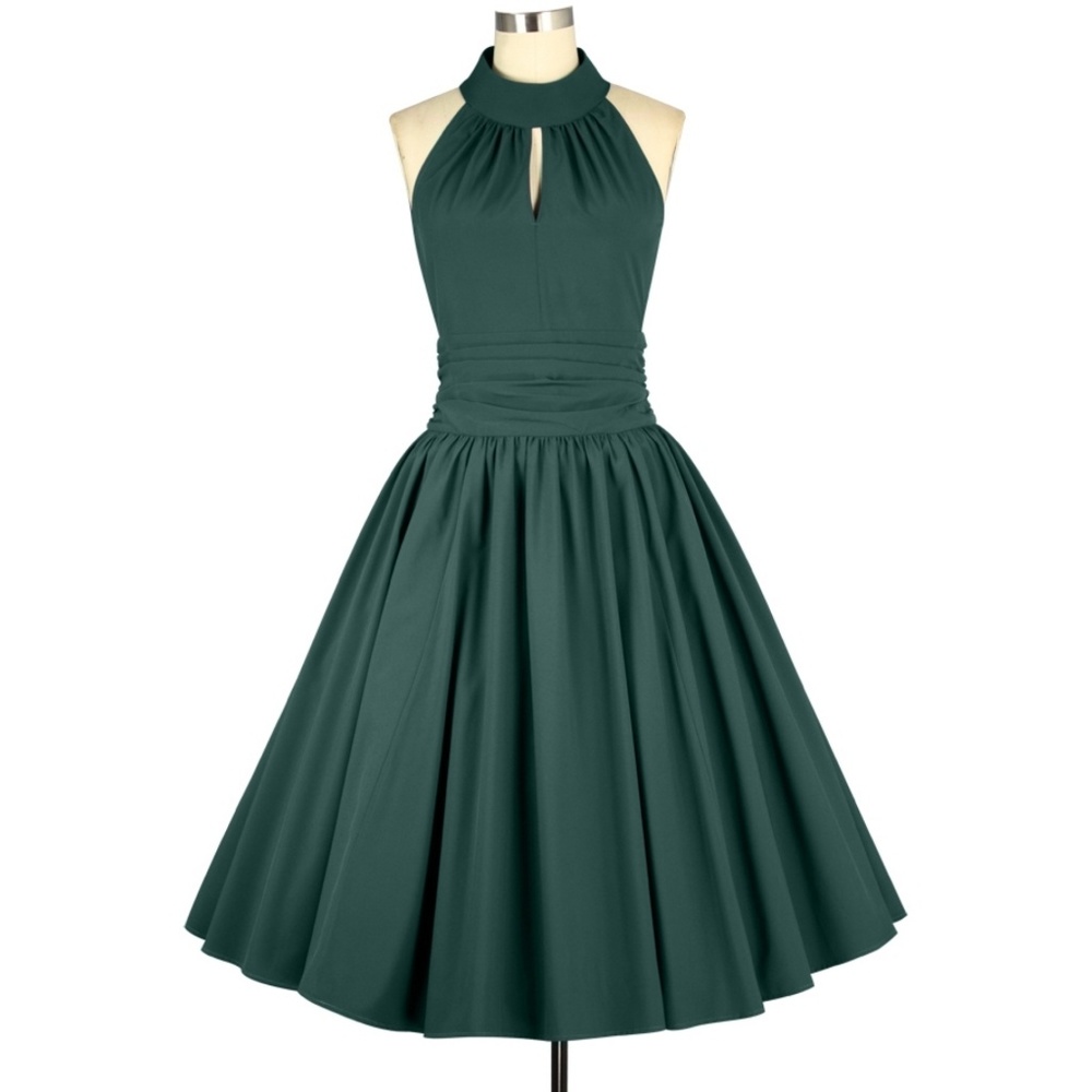 Plus Size High Collar Pin Up Swing Dress